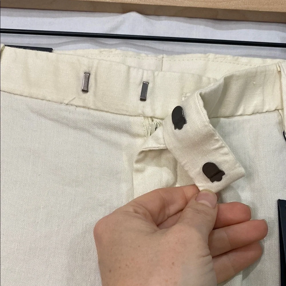 NWT Banana Republic Men's Size 36x34 Slim Fit Performance Linen- Cream